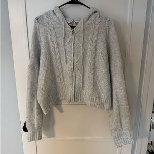 Gray Knit Hooded Sweater